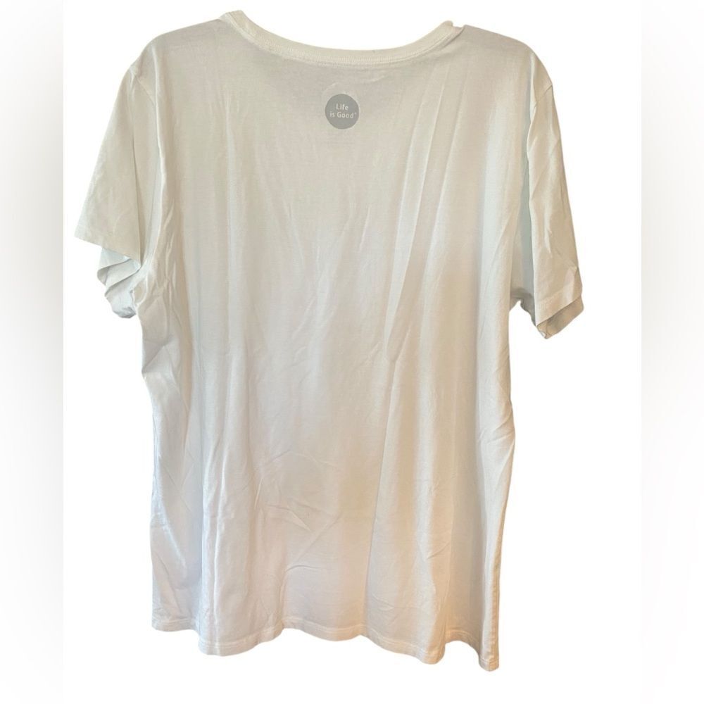 Life is Good Sz XL Women’s White Tennis Sporty Puppy Dog Crusher T-Shirt - Picture 2 of 5